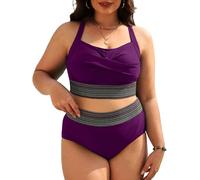 CheChury Conjuntos de Bikinis Mujer Reductor Barriga Cintura Alta Bikini Talla Grande Traje de Baño 2 Piezas Push Up con Relleno Bikini Deportivo Mujer Cuello en V Vientre Plano Bañadores Reductores
