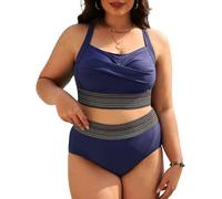 CheChury Conjuntos de Bikinis Mujer Reductor Barriga Cintura Alta Bikini Talla Grande Traje de Baño 2 Piezas Push Up con Relleno Bikini Deportivo Mujer Cuello en V Vientre Plano Bañadores Reductores