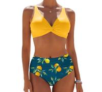 CheChury Conjuntos de Bikinis para Mujer Traje de Baño 2 Piezas Mujer Bikinis Push up Cuello en V Talle Alto Bañadore Conjunto Sólido Sexy Cintura Alta De Dos Piezas Adecuado Viajes Playa La Natacion