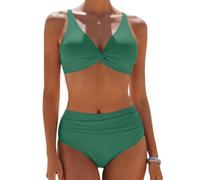 CheChury Conjuntos de Bikinis para Mujer Traje de Baño 2 Piezas Mujer Bikinis Push up Cuello en V Talle Alto Bañadore Conjunto Sólido Sexy Cintura Alta De Dos Piezas Adecuado Viajes Playa La Natacion