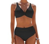 CheChury Conjuntos de Bikinis para Mujer Traje de Baño 2 Piezas Mujer Bikinis Push up Cuello en V Talle Alto Bañadore Conjunto Sólido Sexy Cintura Alta De Dos Piezas Adecuado Viajes Playa La Natacion