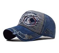 CheChury Gorra de béisbol para Hombre Ajustable de algodón Classic Gorra Bordado tiburón Vintage Unisex Verano molienda Borde Haga Viejo Sombrero