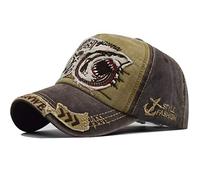 CheChury Gorra de béisbol para Hombre Ajustable de algodón Classic Gorra Bordado tiburón Vintage Unisex Verano molienda Borde Haga Viejo Sombrero