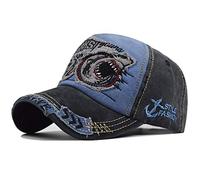 CheChury Gorra de béisbol para Hombre Ajustable de algodón Classic Gorra Bordado tiburón Vintage Unisex Verano molienda Borde Haga Viejo Sombrero
