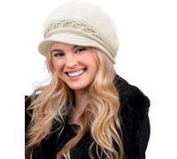 CheChury Gorras de Mujer Invierno Sombrero Mujer Francesa Boinas de Punto Cálido Forro Polar Gorros de Punto Mujeres Vintage Gorras Visera Plana Baratas Boina Lana Newsboy Hat Moda Boina con Visera
