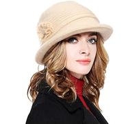 CheChury Gorro de Invierno Elegante para Mujer - Sombrero de Punto Vintage de Lana Cloche - Gorro Francés Cálido con Forro Polar