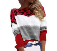 CheChury Jerseys De Punto para Mujer Casual Suéteres de Mujer Sweatshirt Invierno Manga Larga Cuello Redondo Suéter de Bloque de Color Rayas Patchwork Jerséis de Punto Suéteres Sueltos Tops