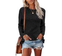 CheChury Jerseys Mujer Invierno Jerséis Mujer Sueter Manga Larga Jerseys de Punto Camiseta de Manga Larga Lana Casual Suéter Cuello Redondo Grueso Sudaderas Suaves Tops Cálidos de Invierno