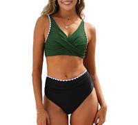 CheChury Mujer Push Up Halter Bikini Traje de Baño Dos Piezas Sujetador y Braguitas Cintura Alta Basic Top Conjunto de Bikini Ropa Baño BañAdores Beachwear Brasileños Playa Natacion