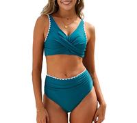 CheChury Mujer Push Up Halter Bikini Traje de Baño Dos Piezas Sujetador y Braguitas Cintura Alta Basic Top Conjunto de Bikini Ropa Baño BañAdores Beachwear Brasileños Playa Natacion