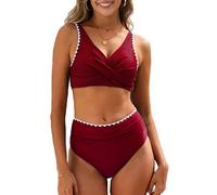 CheChury Mujer Push Up Halter Bikini Traje de Baño Dos Piezas Sujetador y Braguitas Cintura Alta Basic Top Conjunto de Bikini Ropa Baño BañAdores Beachwear Brasileños Playa Natacion