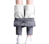 CheChury Mujeres Térmica Pantalones Deportivos Elásticos Forrado de Terciopelo Grueso Ajustable Termicos Pierna Recta Leggins Otoño e Invierno Leggings de Cintura Alta con Bolsillos