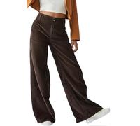 CheChury Pantalon Ancho Mujer Casuales Pantalon Pana Pierna Recta Pantalones Comodos Pantalón Mujer Invierno Otoño Cintura Alta Pantalones Corduroy Vintage Pantalón Chándal Talla Grande con Bolsillos