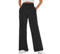 CheChury Pantalon Chandal Mujer Anchos Pantalon Deporte de Jogger Pantalones Elásticos de Cintura Alta Cordón y Bolsillos Suaves Ligeros Pantalón de Yoga Pantalones de Entrenar Moda Streetwear