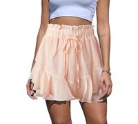 CheChury Pantalón Corto Mujer Fluidos Gasa Shorts Corto Falda Volante Alta Cintura Shorts Mujer Verano Estampado Floral Pantalones Cortos Casual con Cordón Bermudas Playa Boho Volante
