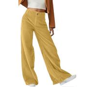 CheChury Pantalón de Pana Pantalones Mujer Pantalon Ancho Pantalones Largos Casuales Vintage Cintura Alta Elástico Sueltos Rectos Elástico Cintura Alta Jogging Fitness con Bolsillos Otoño e Invierno
