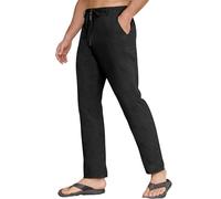 CheChury Pantalones Lino Hombre Verano Pantalones Largos con Bolsillos Casual Pantalone Anchos Pierna Estrecha Cintura Elástica Pantalón Lino Algodón Playa Pantalón Verano Hombre Vacaciones Playa