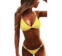 CheChury Sexy Tanga Bikini Mujer Traje de Baño de Dos Piezas Brasileño Bañadores Color Sólido Bikini Push-Up Sujetador Acolchado Playa Ropa de Baño para El Verano