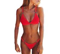 CheChury Sexy Tanga Bikini Mujer Traje de Baño de Dos Piezas Brasileño Bañadores Color Sólido Bikini Push-Up Sujetador Acolchado Playa Ropa de Baño para El Verano