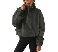 CheChury Sudadera Mujer Invierno Cuello Alto Sudadera de Forro Polar Mujer Sin Capucha Sudaderas con Cremallera de un Cuarto Suéter Grueso Otoño Camiseta Manga Larga Casual 1/4 Cremallera Pullover