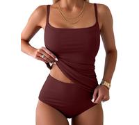 CheChury Tankini Mujer Bañadores Dos Piezas Verano Sexy Conjuntos de Tankinis Push Up Bañador Tallas Grandes Traje de Baño Mujer 2 Piezas Tankini con Tanga Bañador Vientre Plano Bikini Ropa Playa