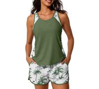 CheChury Tankinis Mujer Tallas Grandes Traje de Baño 2 Piezas Bañador Reductor Vientre Plano Bikini Push Up con Shorts Conjuntos de Tankini Sport Bañadores Dos Piezas Deportivos Mujer Natacion Playa