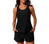 CheChury Tankinis Mujer Tallas Grandes Traje de Baño 2 Piezas Bañador Reductor Vientre Plano Bikini Push Up con Shorts Conjuntos de Tankini Sport Bañadores Dos Piezas Deportivos Mujer Natacion Playa