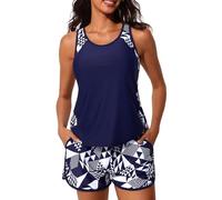 CheChury Tankinis Mujer Tallas Grandes Traje de Baño 2 Piezas Bañador Reductor Vientre Plano Bikini Push Up con Shorts Conjuntos de Tankini Sport Bañadores Dos Piezas Deportivos Mujer Natacion Playa