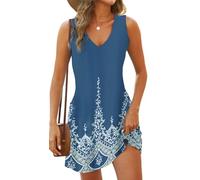 CheChury Vestido de Verano para Mujer Vestidos sin Mangas Vestido Floral Vestido De Playa Mujer Vestidos Boho Bikini Cover Up Línea A Playeros Aireados Cuello en V con Bolsillos Fiesta Vacaciones