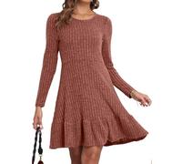 CheChury Vestido Punto Mujer Invierno Vestidos Casual Otoño Mujer Vestido de Suéter Manga Larga Vestido Línea A Cuello Redondo Vestidos A-Line Elegante Túnica Fiesta Vestido Ajustado Vestido de Jersey