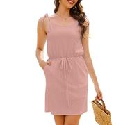 CheChury Vestidos Bohemio Corto para Mujer Casual Vestidos Playeros Verano Vestido Corto Sin Mangas Bodycon Vestidos de Tirantes Cómodo Vestido Casual Cortas Chic de Playa Vacaciones con Bolsillos