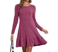 CheChury Vestidos Mujer Suéter de Punto de Manga Larga Cuello Redondo A-Line Casual Túnica Vestidos Vestido de Manga Larga Vestido Túnica Vestido a Punto Casual de Suéter de Jersey Otoño Invierno