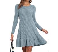 CheChury Vestidos Mujer Suéter de Punto de Manga Larga Cuello Redondo A-Line Casual Túnica Vestidos Vestido de Manga Larga Vestido Túnica Vestido a Punto Casual de Suéter de Jersey Otoño Invierno