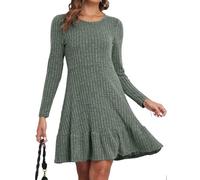 CheChury Vestidos Mujer Suéter de Punto de Manga Larga Cuello Redondo A-Line Casual Túnica Vestidos Vestido de Manga Larga Vestido Túnica Vestido a Punto Casual de Suéter de Jersey Otoño Invierno