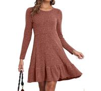 CheChury Vestidos Mujer Suéter de Punto de Manga Larga Cuello Redondo A-Line Casual Túnica Vestidos Vestido de Manga Larga Vestido Túnica Vestido a Punto Casual de Suéter de Jersey Otoño Invierno