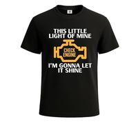 Check Engine Light Racer - Camiseta novedosa para hombre, Estampado en T negro y blanco, XL