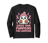 Check Your Pumpkins for Lumpkins Halloween Breast Cancer Manga Larga