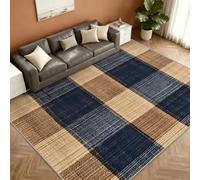 Checkered Alfombra 200x250cm, Vintage Geometric Alfombras for Living Room