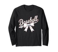 Checkered Coquette Bow Baseball Mom Player Sport Lover Manga Larga