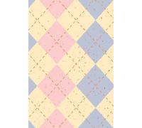 Checkered Plaid Pattern Blue, Pink and Yellow Girly Cute 50 Watermark Blank Page Notebook/Journal
