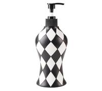 Checkered Soap Dispenser, Lotion Pump Bottle, Refillable Vintage Design, 1 Pack Black and White, Detergent Container for Kitchen Shower Sink and Home Commercial Spaces