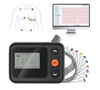 CheckMe 2026 Electrocardiógrafo Actualizado para Casa & ECG 12 Canales - Análisis de IA Potente y Registro Completo 24h: Monitor Holter Portátil para Monitoreo Cardíaco Continuo con Software PC/Mac