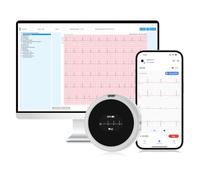 CheckMe LepodPro Monitor ECG de 12 Derivaciones con 10 Electrodos, Dispositivo ECG de Larga Duración 24h para Uso Doméstico, Análisis por IA de 17 Arritmias, Pantalla OLED y Batería 72h