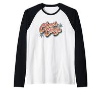 Cheech & Chong Vintage Script Distressed Leaf Logo Camiseta Manga Raglan