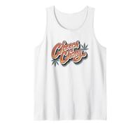 Cheech & Chong Vintage Script Distressed Leaf Logo Camiseta sin Mangas