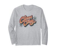 Cheech & Chong Vintage Script Distressed Leaf Logo Manga Larga