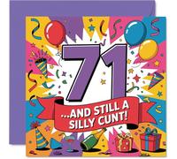 Cheeky - Tarjeta de cumpleaños número 71 - Bold Laughs at 71 - vibrante diseño multicolor con diseño divertido - Garantizado para sorprender y divertir, cuadrado de 145 mm, sobre incluido
