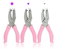 CheeMuii 3 piezas de metal de mano de papel perforador de un solo agujero de etiquetas con mango de plástico para agujeros de estrella de círculo de corazón para bricolaje etiquetas de manualidades