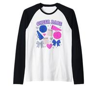 Cheer Babe Coquette Megáfono Pom Pom Design Camiseta Manga Raglan