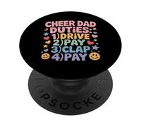 Cheer Dad Duties Drive Pay Clap Pay Padre Deportista - PopSockets PopGrip Adhesivo